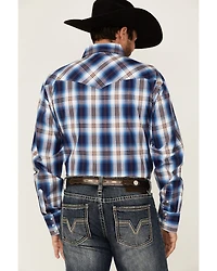 Roper Men's Royal Blue Large Plaid Long Sleeve Pearl Snap Western Shirt