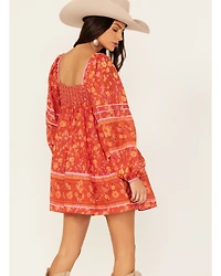 Free People Women's Border Endless Afternoon Long Sleeves Mini Dress