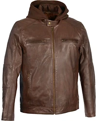 Milwaukee Leather Men's Snap Collar Moto Jacket with Removable Hood