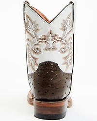 Tanner Mark Boys' Ostrich Print Western Boots - Broad Square Toe