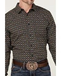 Gibson Men's Fleur de Lis Floral Print Long Sleeve Button-Down Western Shirt