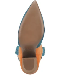 Dingo Women's Spicy Underlay Suede Leather Western Booties - Snip Toe