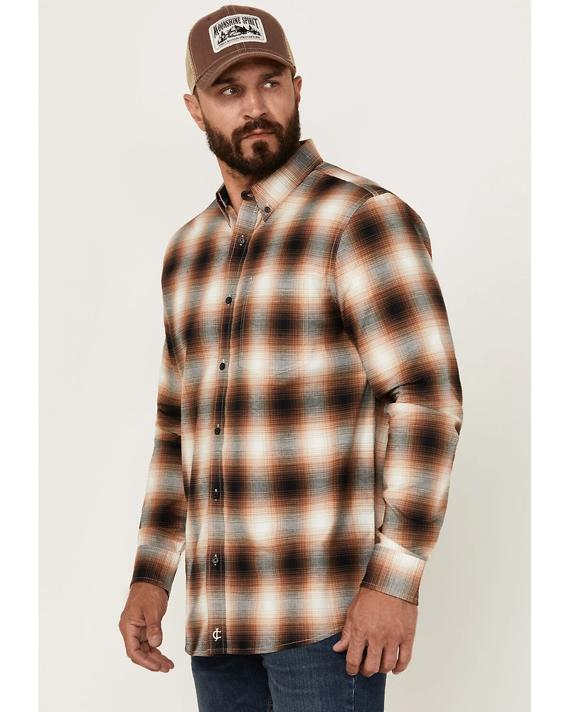 Cody James Men's Hombre Plaid Print Long Sleeve Button-Down Stretch Western Shirt - Tall