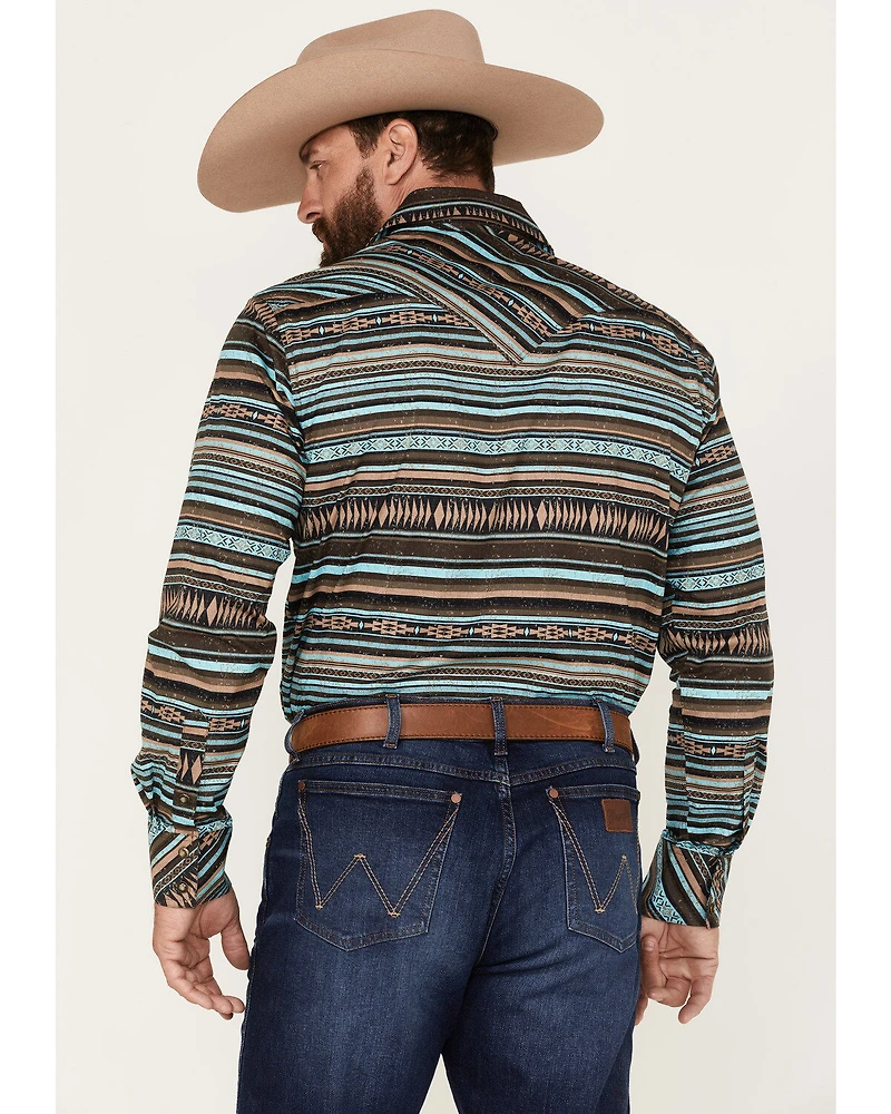 Rock & Roll Denim Men's Southwestern Stretch Long Sleeve Snap Shirt