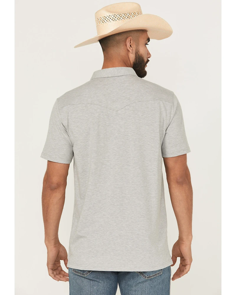 Ariat Men's Retro Solid Short Sleeve Snap Stretch Polo Shirt