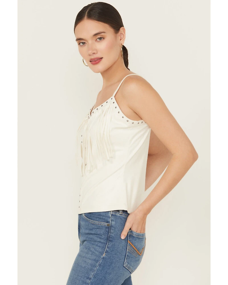 Idyllwind Women's Studded Fringe Faux Suede Tank Top