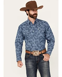 Ely Walker Men's Tonal Paisley Print Long Sleeve Snap Stretch Western Shirt