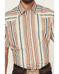 Roper Men's West Made Southwestern Striped Short Sleeve Pearl Snap Western Shirt