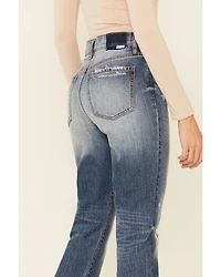 Daze Women's Medium Wash Slim Straight Leg Ankle Jeans