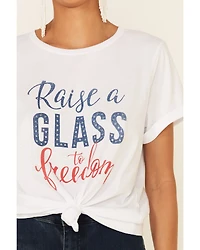 Cut & Paste Women's Raise A Glass To Freedom Graphic Short Sleeve Tee