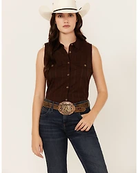 Shyanne Women's Shadow Striped Sleeveless Button-Down Western Shirt