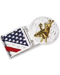 Montana Silversmiths Men's American Made Liberty Hinged Money Clip with Bull Rider