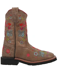 Dan Post Girls' Floral Embroidered Western Boots - Square Toe