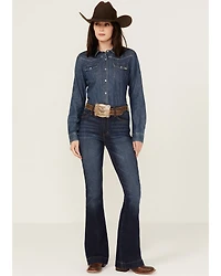 Kimes Ranch Women's Dark Wash Jennifer High Rise Wide Flare Jeans