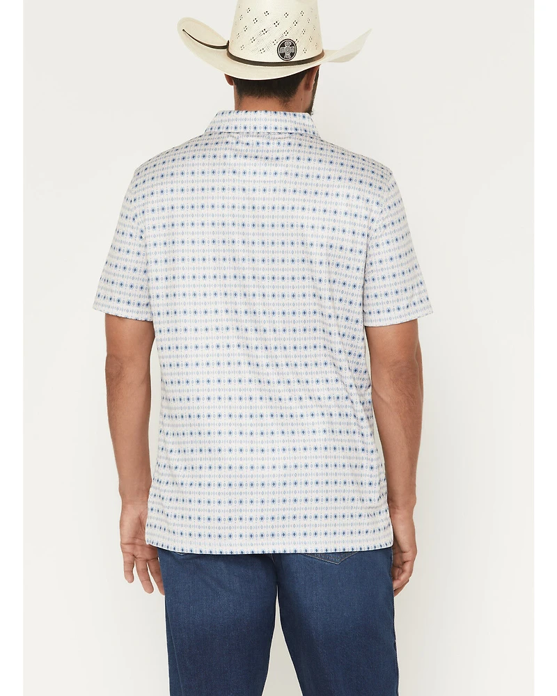 Panhandle Slim Men's Southwestern Print Short Sleeve Pearl Snap Performance Polo