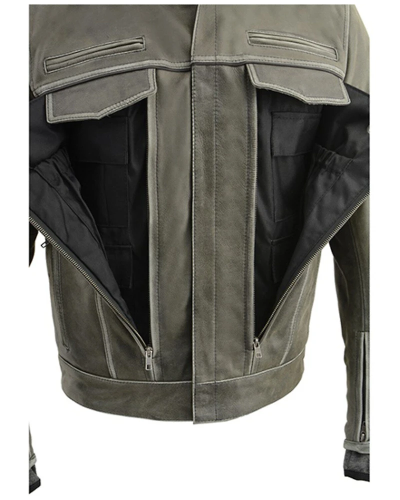 Milwaukee Leather Men's Distressed Utility Pocket Ventilated Concealed Carry Motorcycle Jacket - 4X