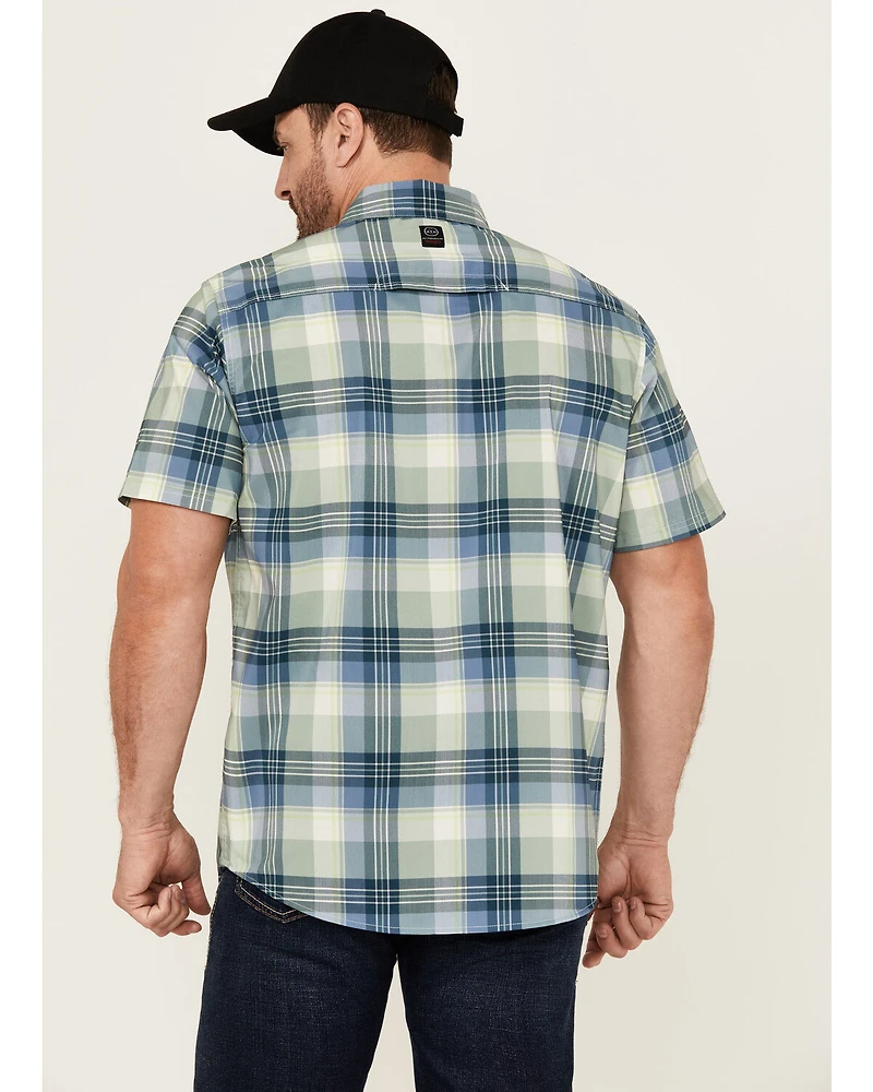 ATG by Wrangler Cedar Plaid Print Short Sleeve Button-Down Performance Western Shirt