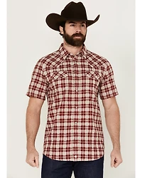 Moonshine Spirit Men's Legend Plaid Print Short Sleeve Snap Western Shirt