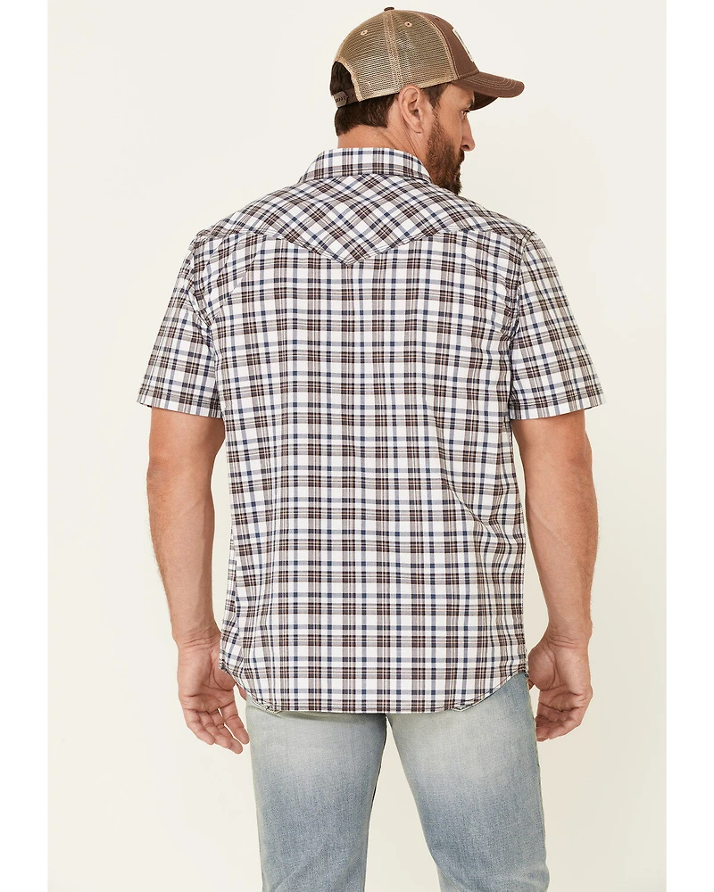 Moonshine Spirit Men's Fence Post Plaid Short Sleeve Snap Western Shirt