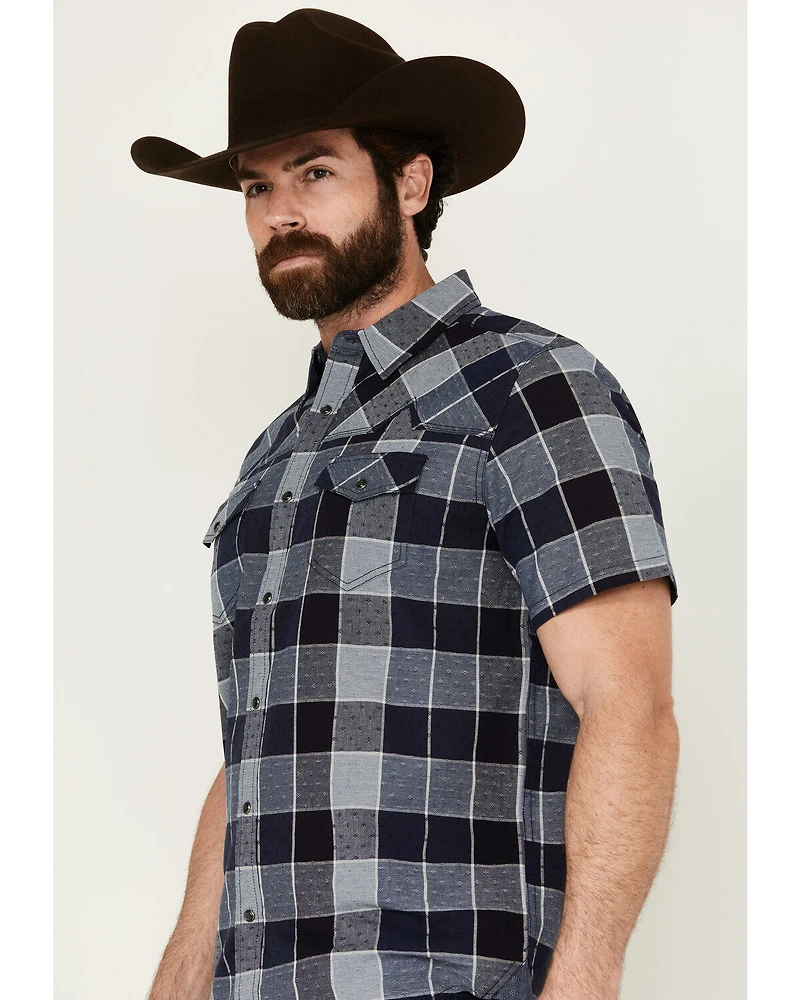 Moonshine Spirit Men's Collide Plaid Print Short Sleeve Snap Western Shirt