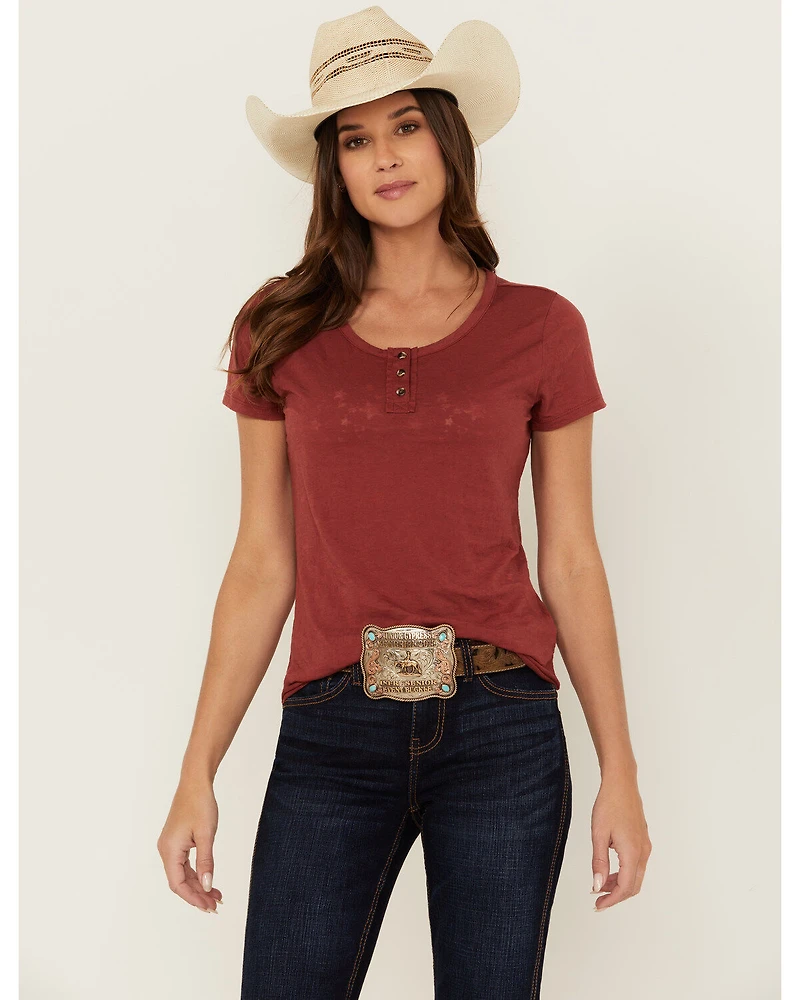 Shyanne Women's Lovell Star Burnout Henley Tee
