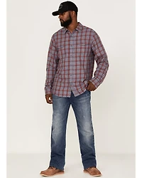 Brothers and Sons Men's Plaid Print Long Sleeve Button Down Western Shirt