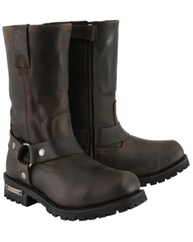 Milwaukee Leather Men's 11" Harness Motorcycle Boots - Square Toe