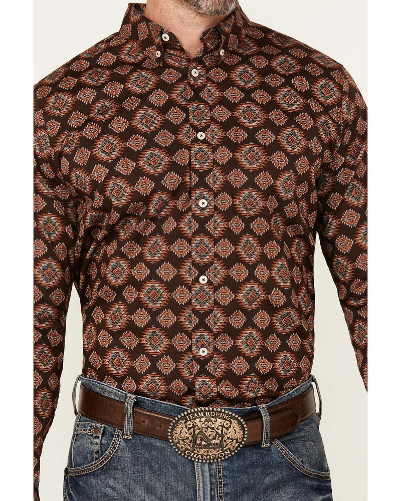 Cody James Men's Bite The Bullet Southwestern Print Long Sleeve Button-Down Stretch Western Shirt - Big