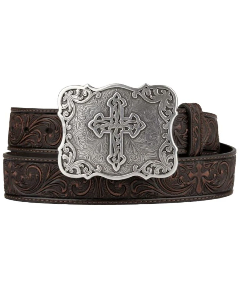 Nocona Belt Co. Women's Embossed Leather Cross Buckle
