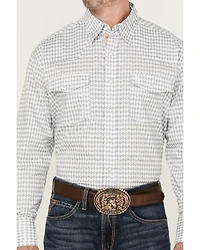 George Strait by Wrangler Men's Diamond Geo Print Long Sleeve Snap Stretch Western Shirt