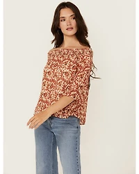 Shyanne Women's Floral Print Off The Shoulder Long Sleeve Blouse