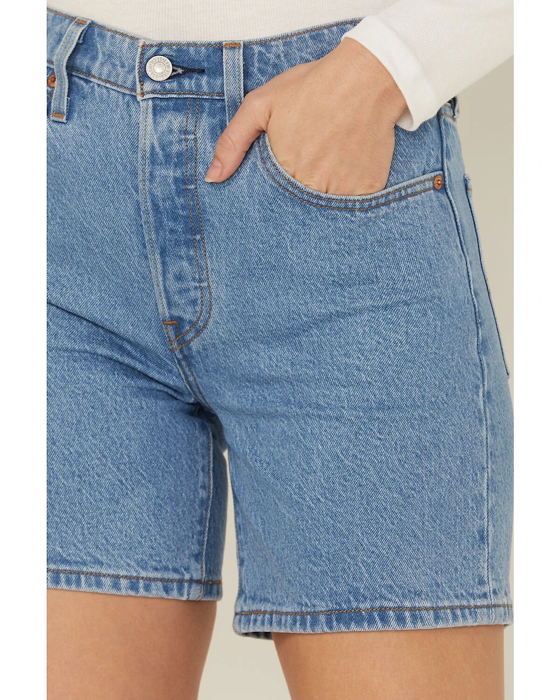 Levi's Women's 501® Original Medium Wash High Rise Mid Thigh Stretch Denim Shorts
