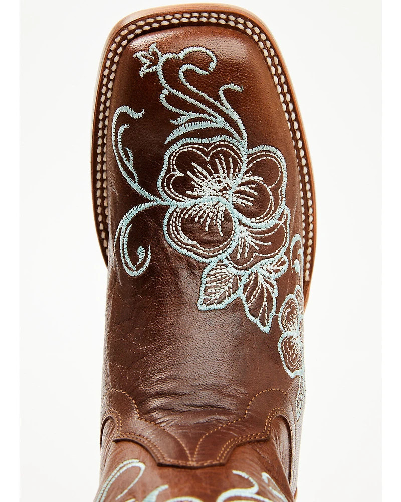 Shyanne Women's Lasy Floral Embroidered Western Boots - Broad Square Toe