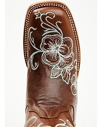 Shyanne Women's Lasy Floral Embroidered Western Boots - Broad Square Toe
