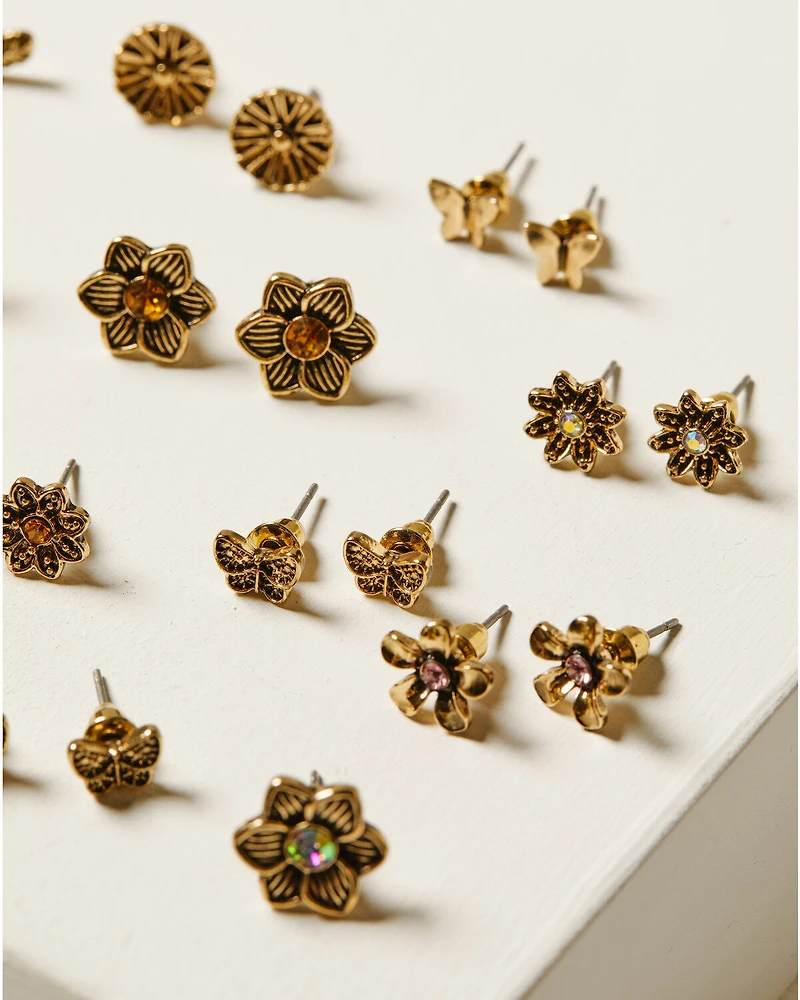 Shyanne Women's Gold Multi-Pack Stud Earrings - 13 Piece