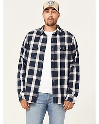 Brothers and Sons Men's Large Plaid Print Long Sleeve Button Down Western Shirt