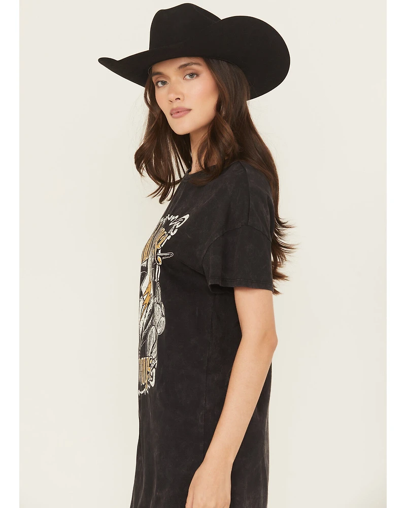 Rock & Roll Denim Women's Wild West Short Sleeve Graphic Mini T-Shirt Dress