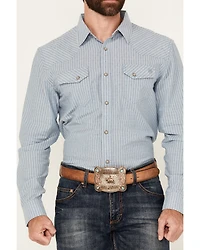 Blue Ranchwear Men's Bennet Striped Print Long Sleeve Snap Western Shirt
