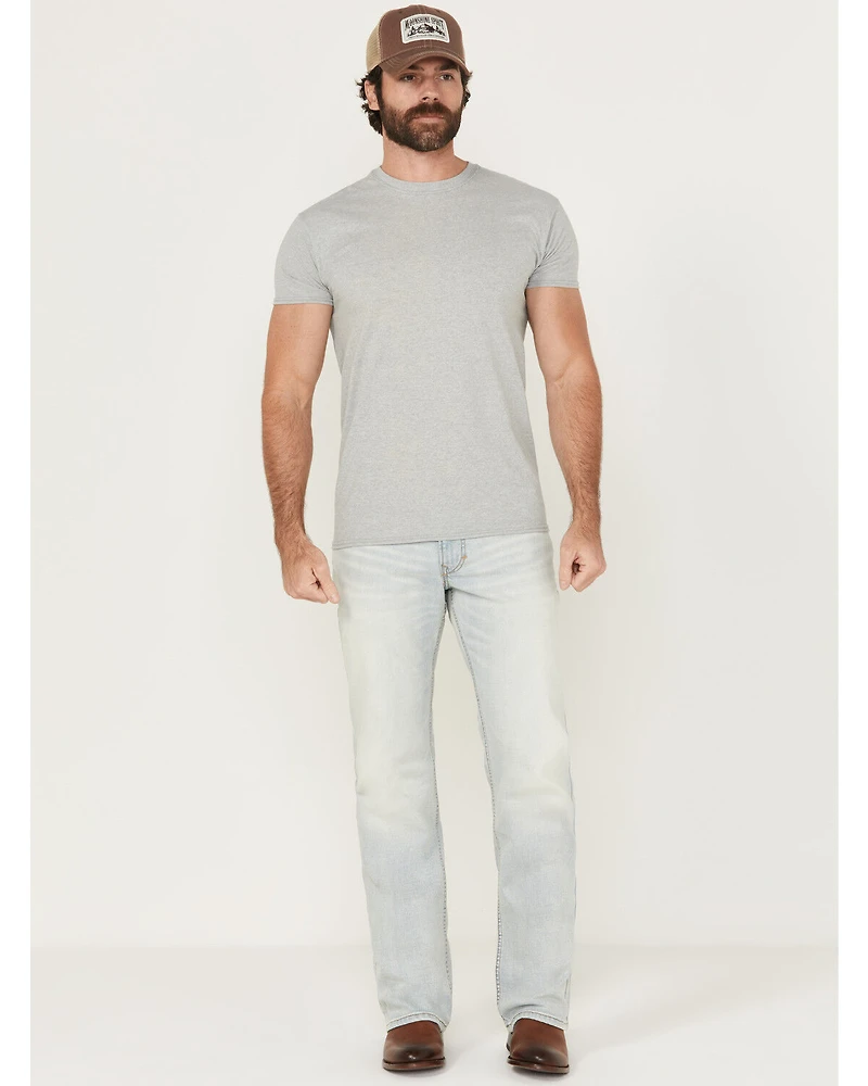 Moonshine Spirit Men's Savage Wash Hutch Slim Bootcut Stretch Denim Jeans