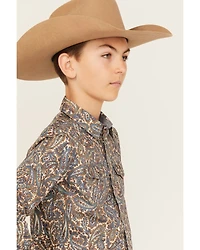 Cody James Boys' Madera Paisley Print Long Sleeve Snap Western Shirt