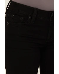Miss Me Women's Wing Embroidered Mid Rise 32" Bootcut Stretch Denim Jeans