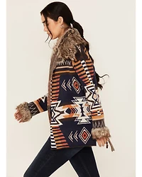 Shyanne Women's Faux Fur Trim Belted Sweater