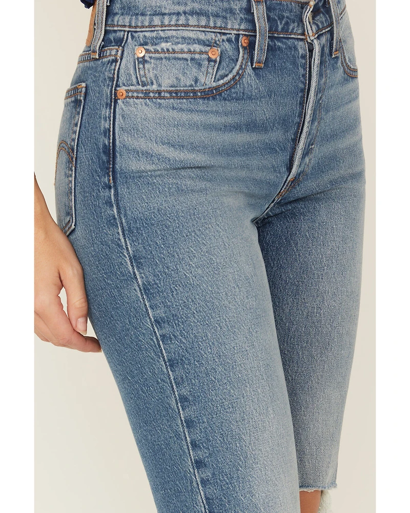 Levi's Women's Dark Wash Wedgie Bootcut Paint Destructed Stretch Denim Jeans