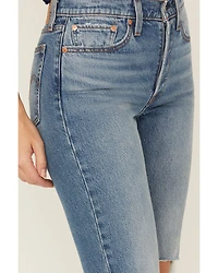 Levi's Women's Dark Wash Wedgie Bootcut Paint Destructed Stretch Denim Jeans