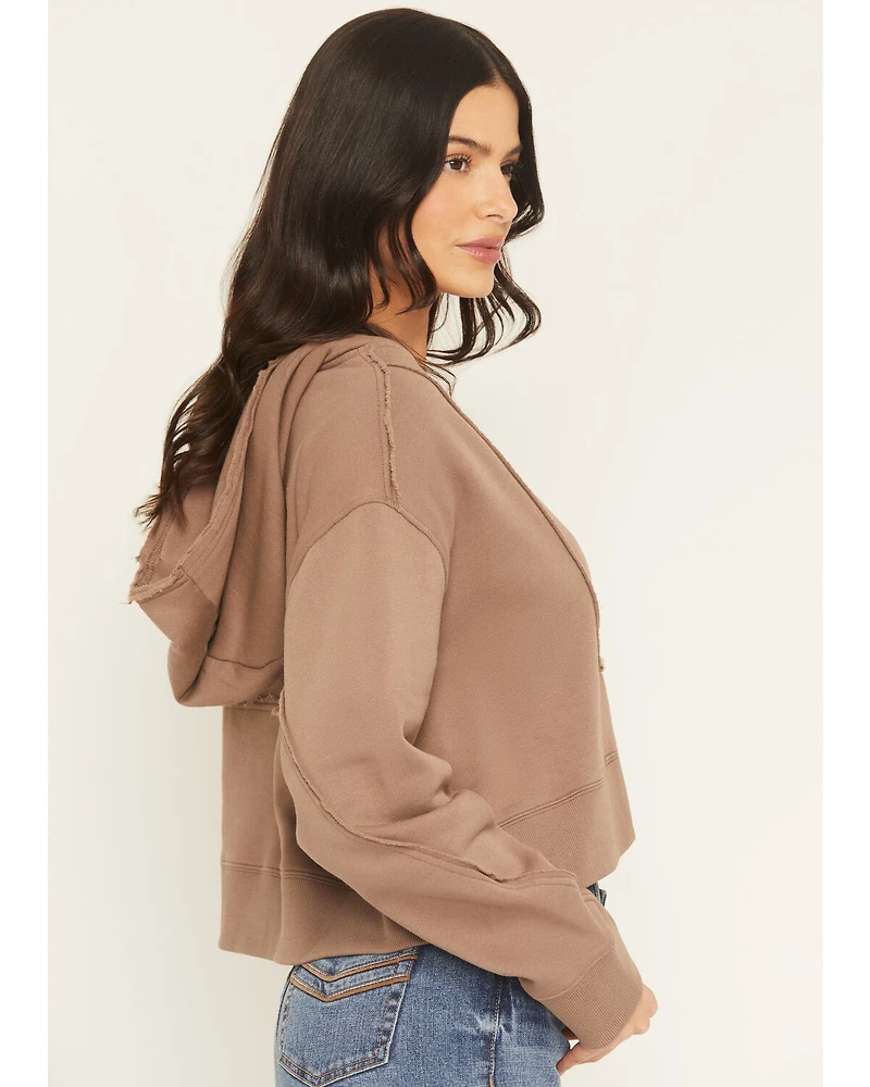 Cleo + Wolf Women's Solid Grommet Cropped Hoodie