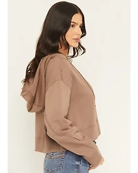 Cleo + Wolf Women's Solid Grommet Cropped Hoodie