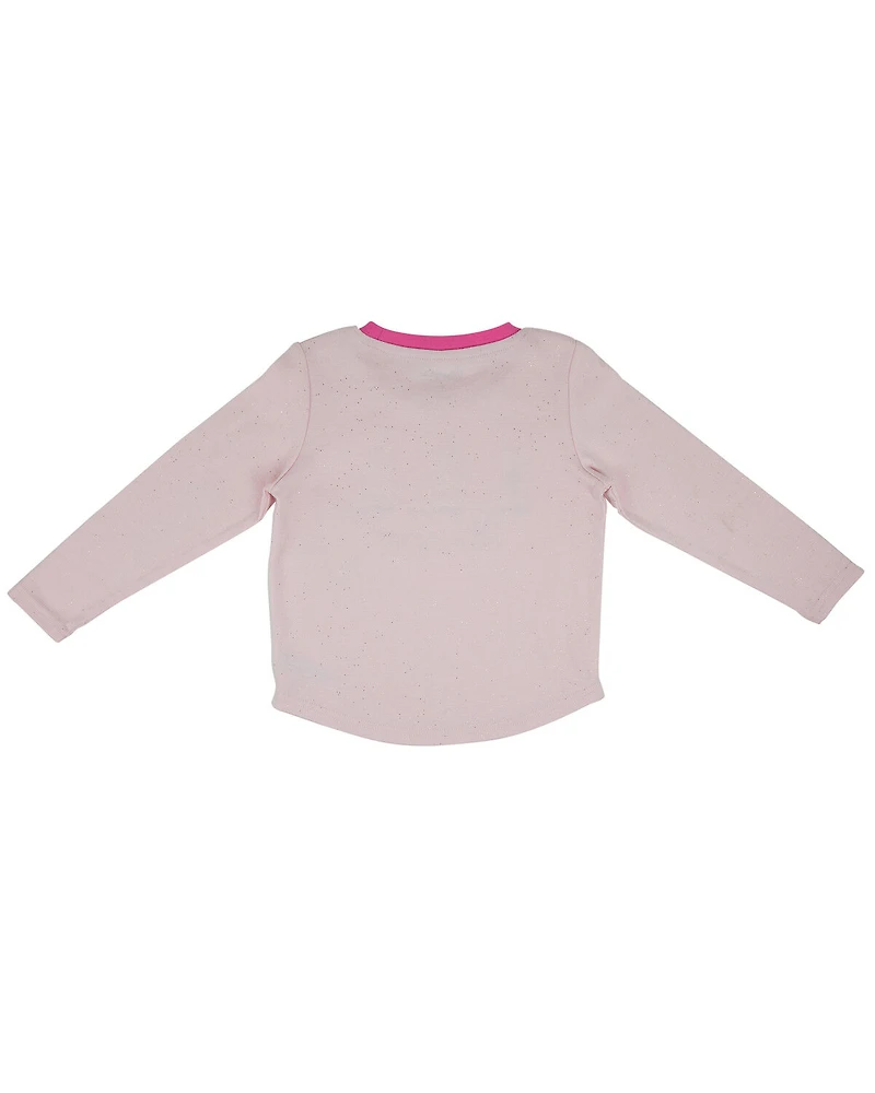 Wrangler Toddler Girls' Sparkle Cowgirl Boot Embroidered Long Sleeve Tee