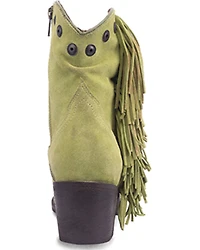 Circle G Women's Studded Suede Fringe Ankle Boots - Round Toe