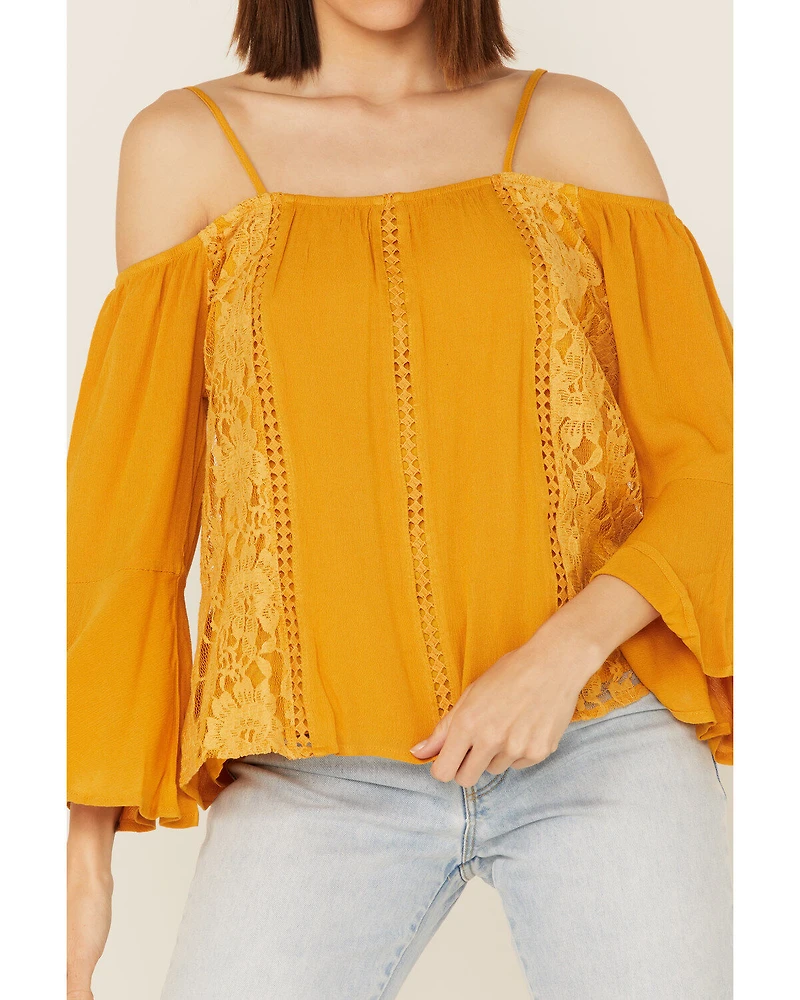 Miss Me Women's Cold Shoulder Lace Top