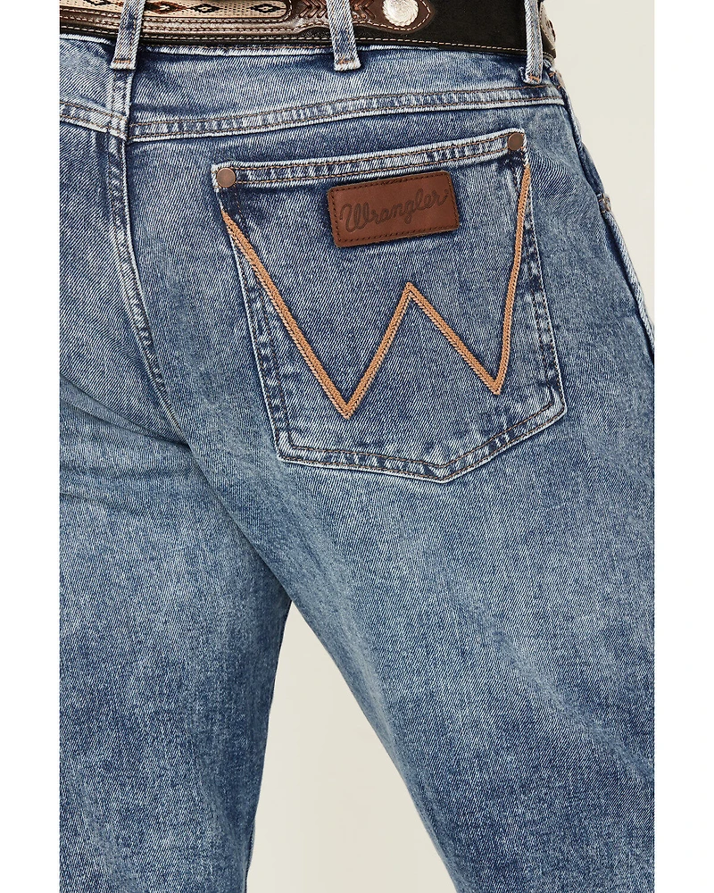 Wrangler Retro Men's Medium Wash Applewood Slim Straight Stretch Denim Jeans
